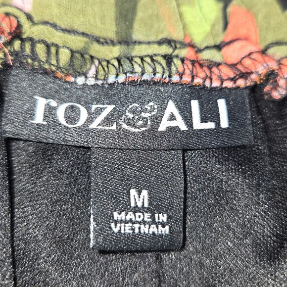 Roz & Ali Womens Medium Maxi Skirt Floral Flowy Black Colorful Garden Party Chic - Picture 2 of 9